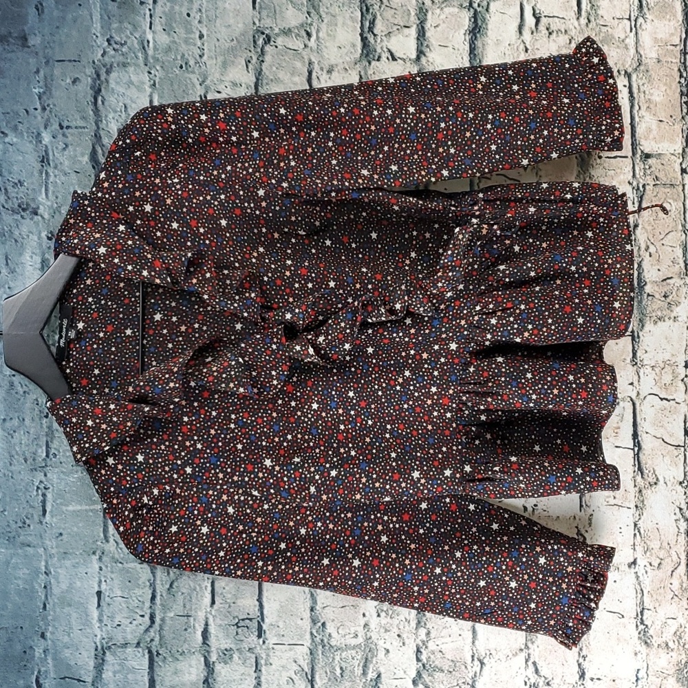 5/$30🎀Madewell | Gypsy Boho Coastal Cowgirl Black Stars Career Wear Blouse